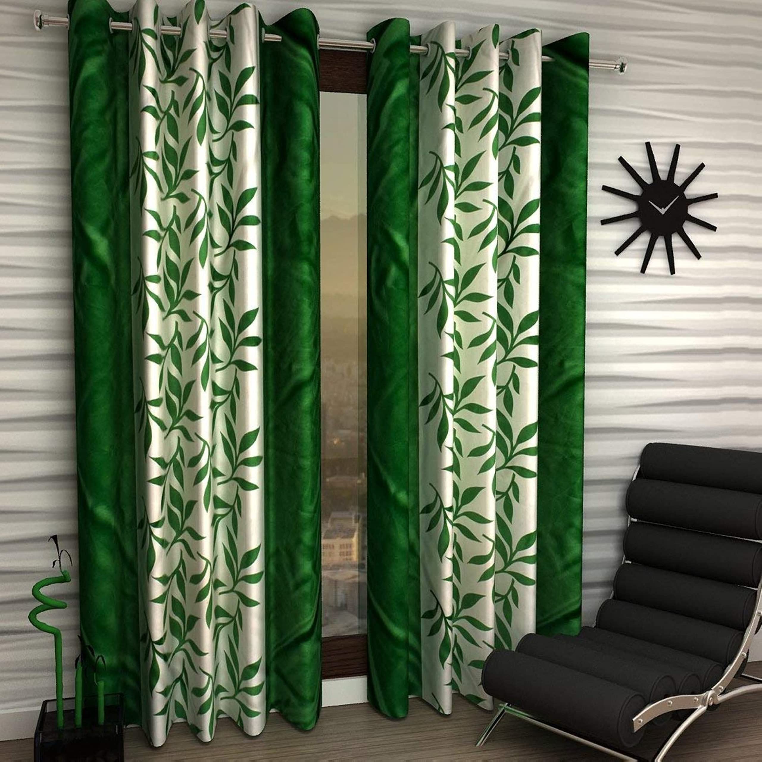 Galaxy Home Decor Modern Eyelet Polyester Printed Curtains for Window 6 Feet, Pack of 2, Green (B094GFJTVX) Amazon Price History, Amazon Price Tracker