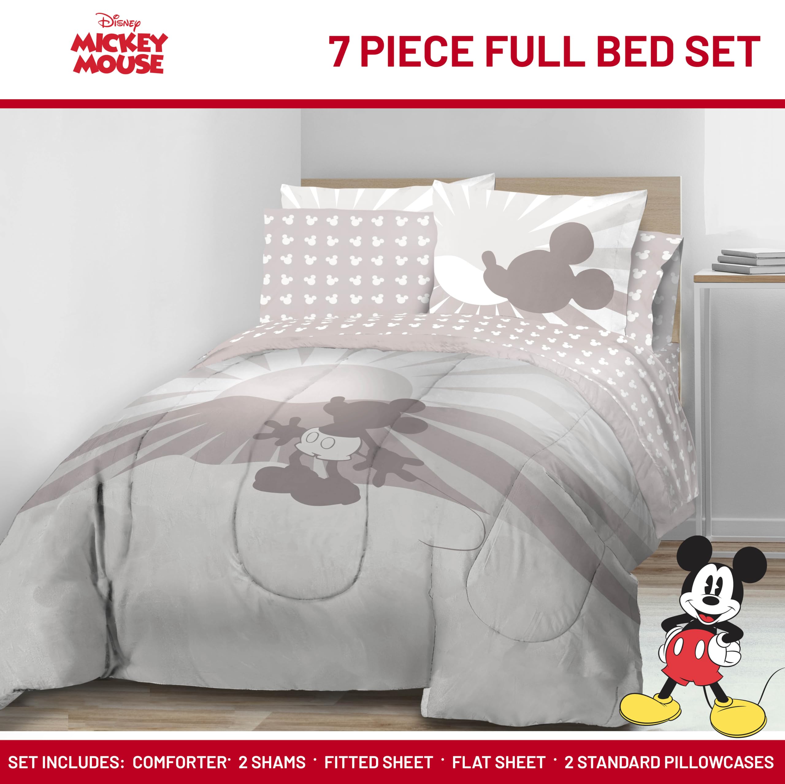 Jay Franco Disney Mickey Mouse Full Size Comforter Set - 7 Piece ...