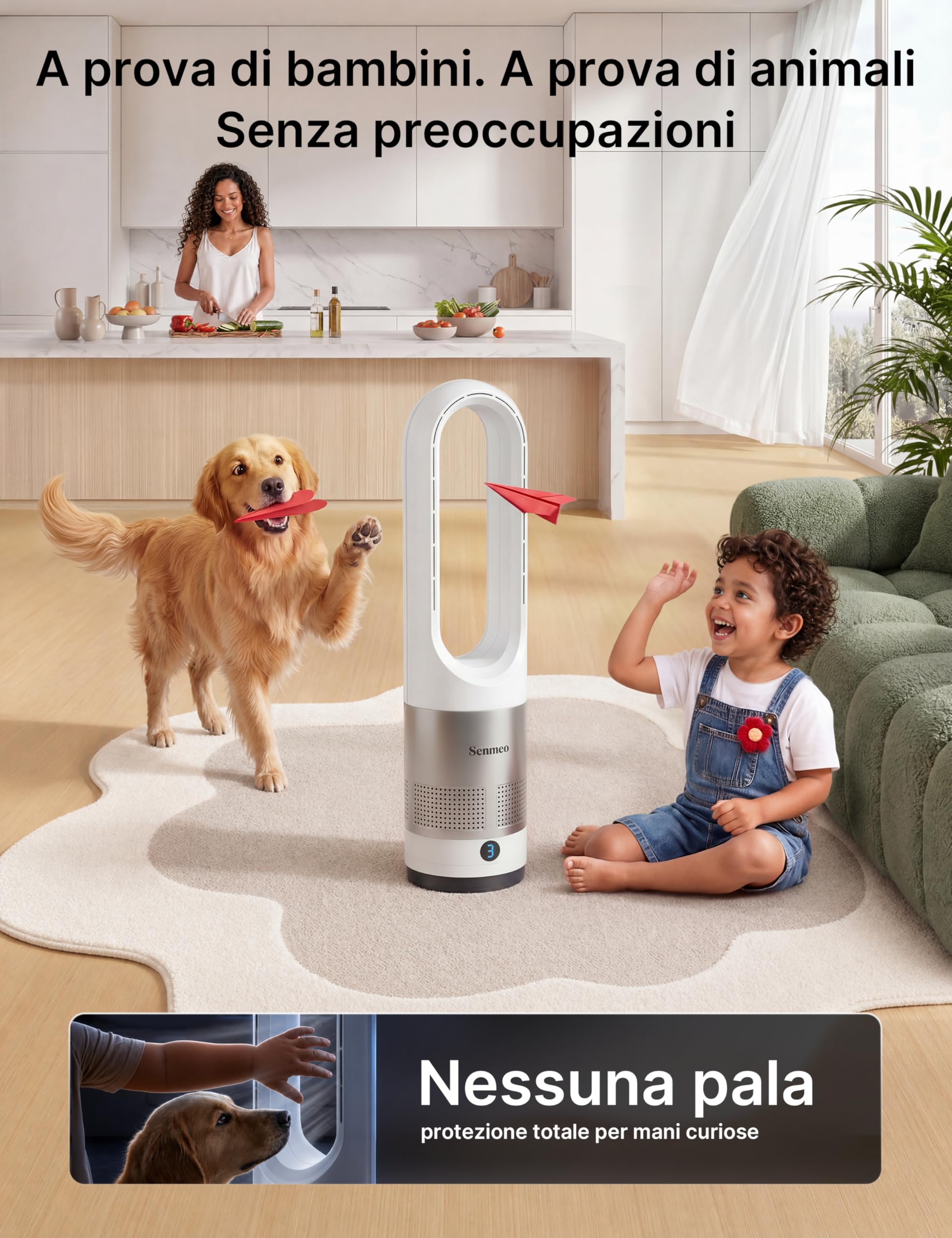 Ventilatore a Torre Senza Pale, 55 cm Ventilatore a Colonna con Telecomando, Oscillazione 90°, 8 Velocità, Timer 9 Ore, Display LED, Ventilatore Silenzioso per Camera da Letto, Soggiorno