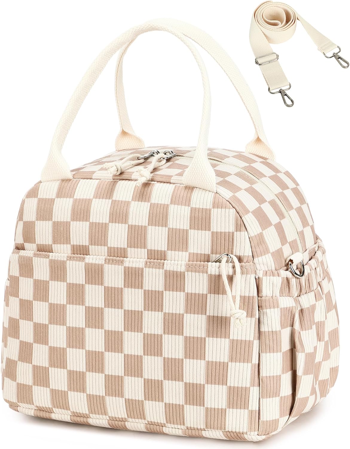 Bluboon Lunch Bag for Women Cute Corduroy Lunch Tote Bags with Shoulder Strap Reusable Insulated Lunch Box Large Capacity Reusable Insulated Cooler for Work Picnic or Travel (13L)