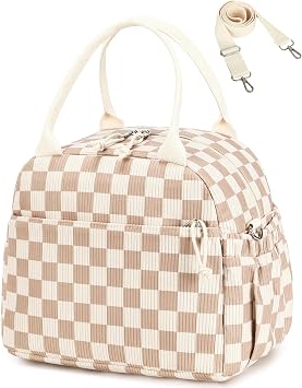 Bluboon Lunch Bag for Women Cute Corduroy Lunch Tote Bags with Shoulder Strap Reusable Insulated Lunch Box Large Capacity Reusable Insulated Cooler for Work Picnic or Travel 13L