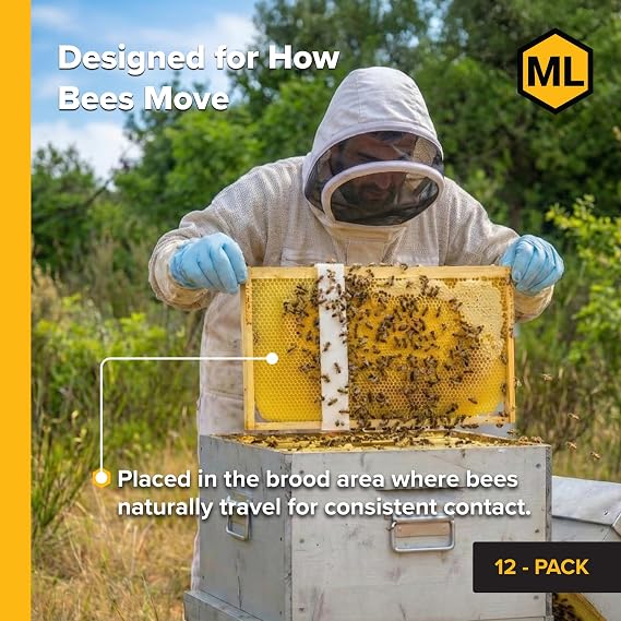 Mann Lake Apivar 2.0 Varroa Mite Treatment Strips, Varroa Control for Spring & Fall, Adaptable Strip Lengths for Multiple Hive Configurations, Long Lasting Colony Protection, 12 Strips