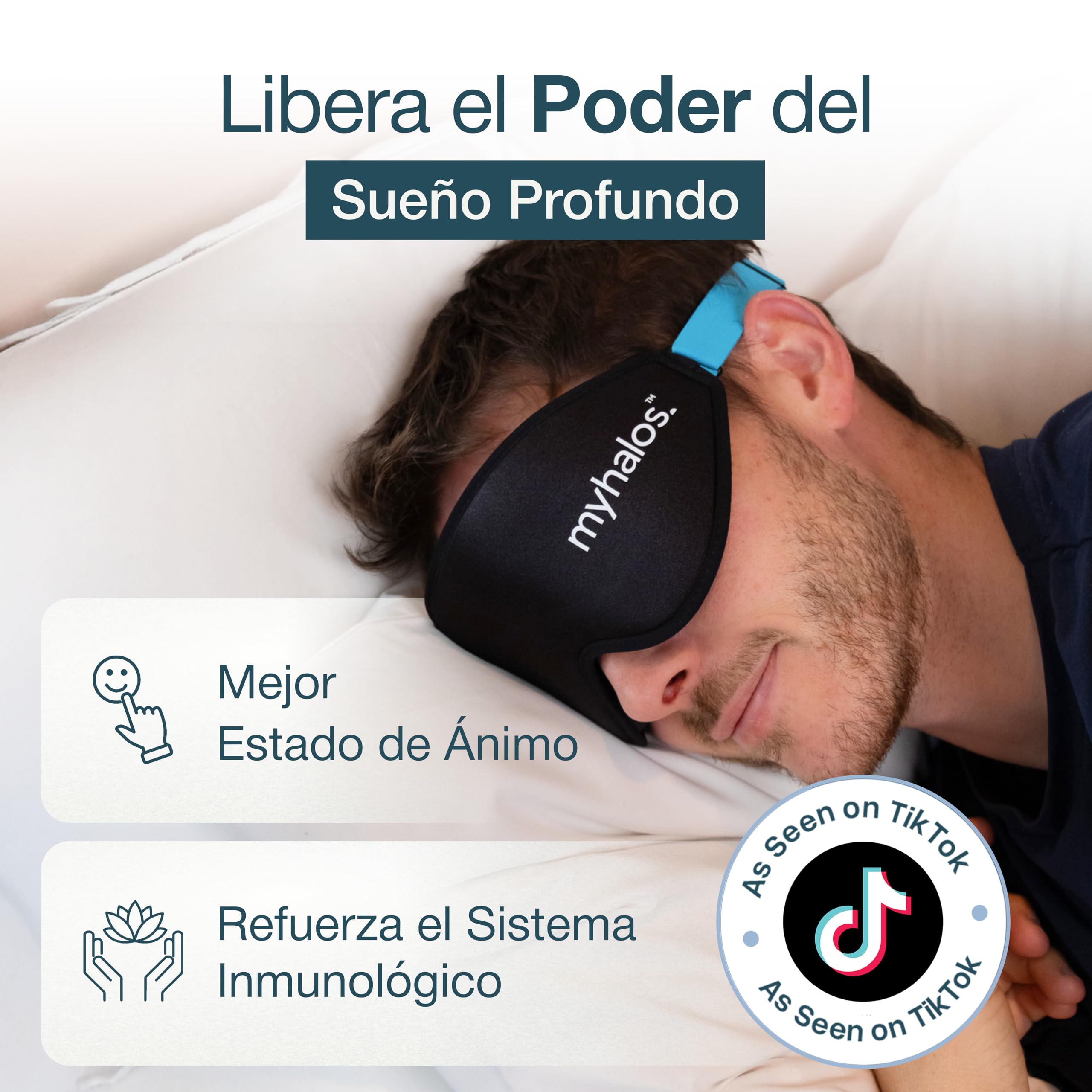 MyHalos® Mask Antifaz para Dormir – para Dormir Mujer y Hombre Modelo 2022 – Antifaz para Dormir Ojos Sin Presión – con Bolsa de Almacenamiento - Viajes, Yoga, Vendaje de Ojos