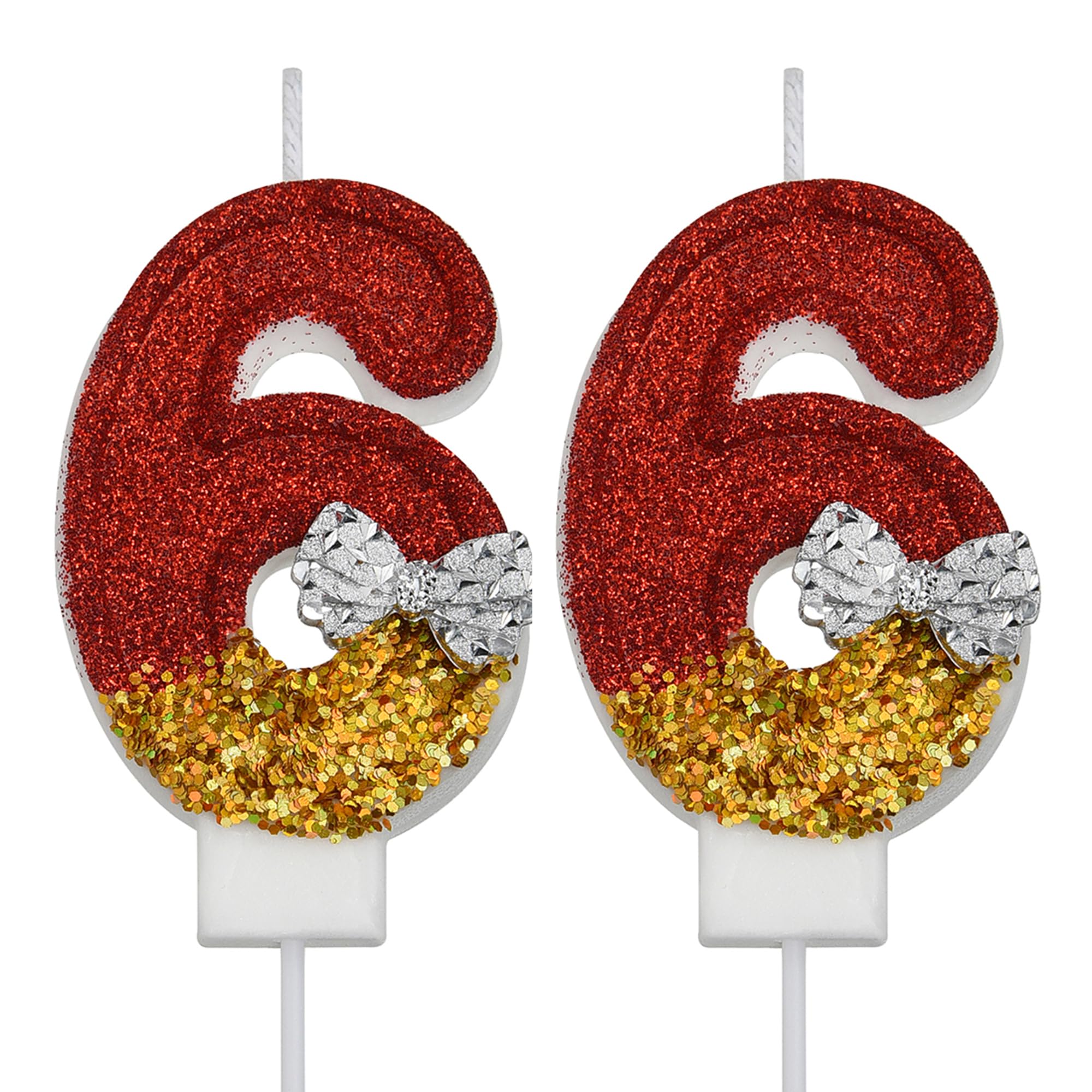 VSHILI 66 Birthday Candle Smokeless Glitter Cake Candles