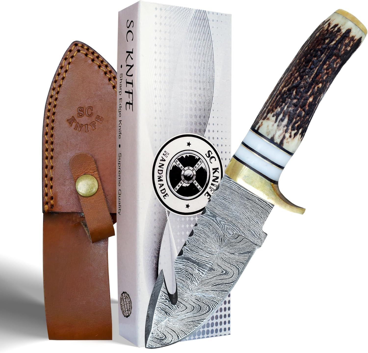 Premium Handmade Deer Antler Guthook Skinning Knife main image 1