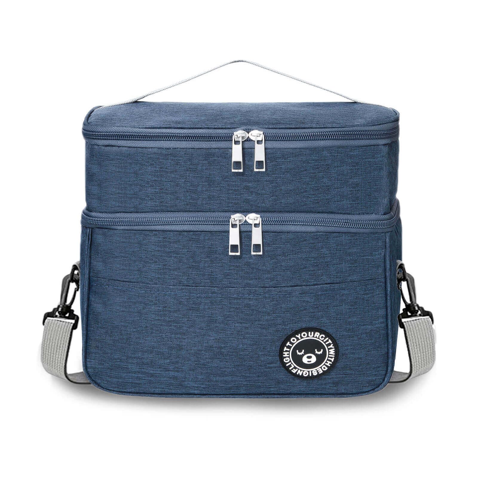 TUXUNQING Kühltasche klein 9.6L, Faltbare doppelschichtige Kühltasche, Mini kühltasche, Lunch bag, Lunchbox Tasche, Lunchtasche Isoliert, für Arbeit Reisen Büro Picknick (Blau, M)