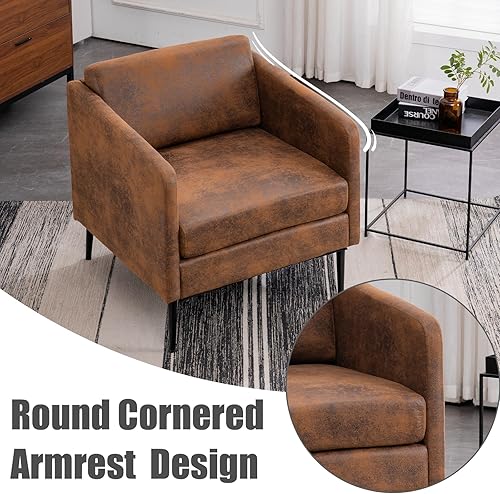 Miniatura 5 de Karl home Silla decorativa de mediados de siglo, silla de club retro, silla de sala de estar con patas de metal, cómodo sofá individual, color