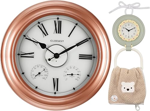 CLXEAST Relojes de metal iluminados de 24 pulgadas para interiores y exteriores, impermeables, con sensor inteligente+reloj de mesa impermeable para