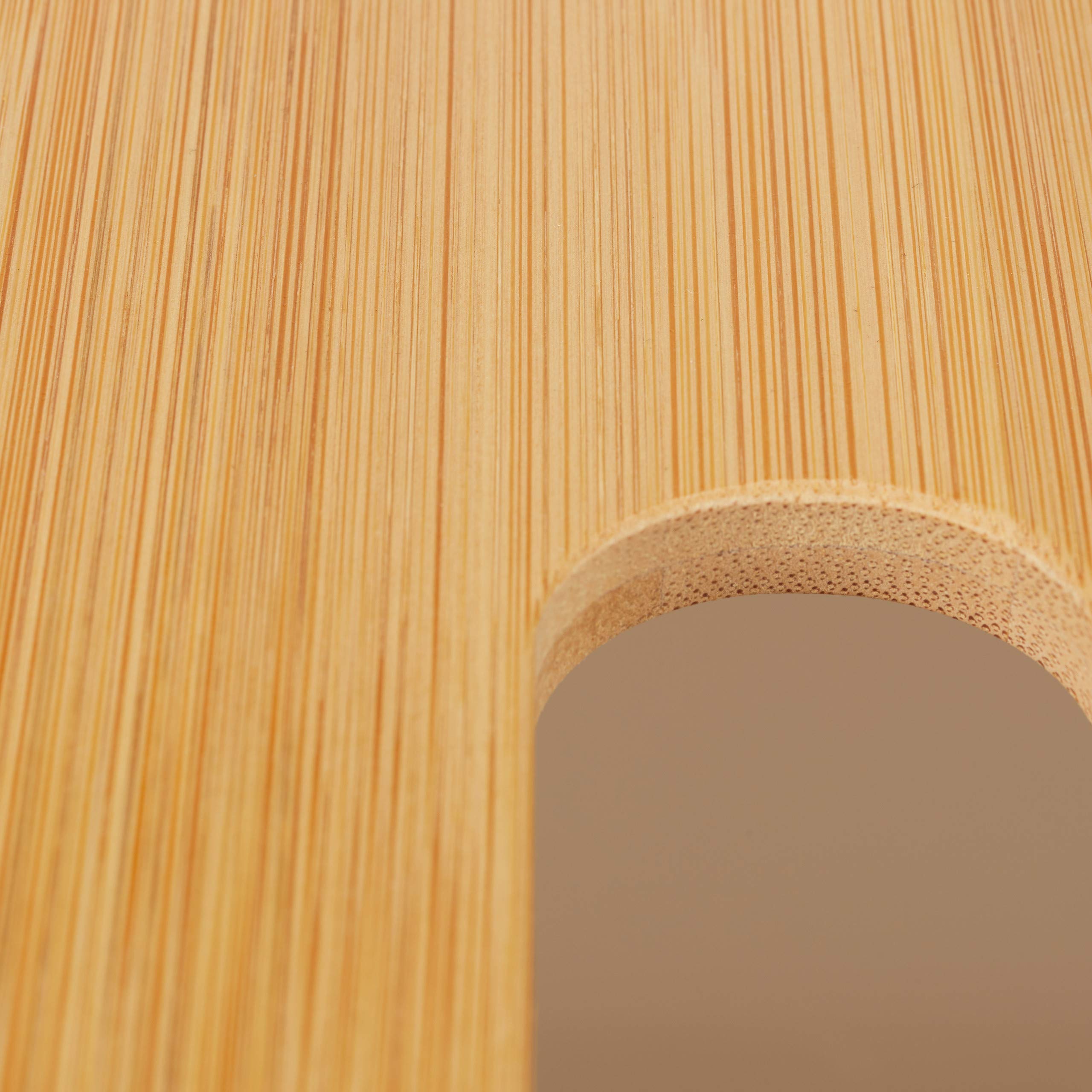 Relaxdays Porta Fazzoletti con Coperchio in bambù, per Bagno, Design Moderno, Plastica, HLP 10x23x13 cm, Bianco/Naturale