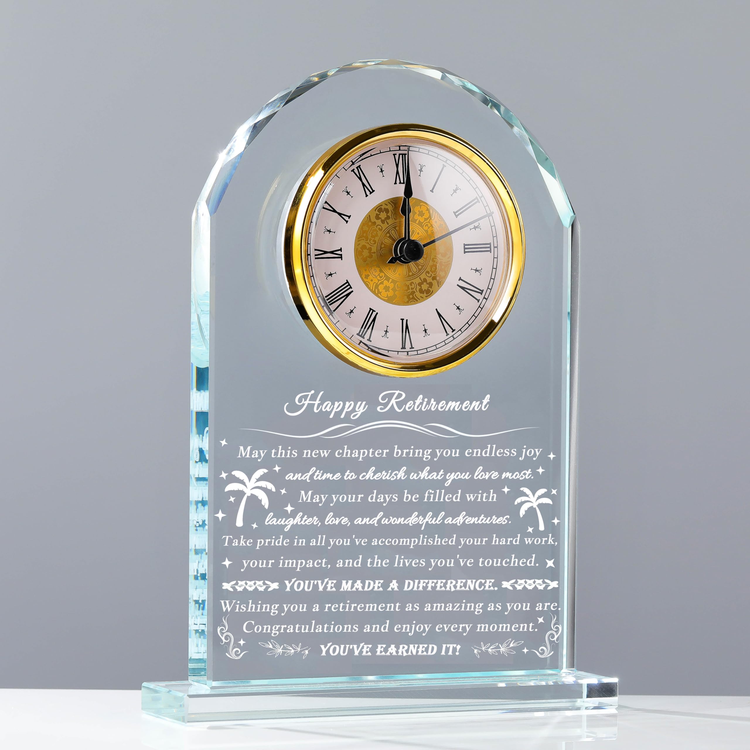 Qianwei Retirement Gifts for Women Men - Crystal Clock Going Away Gift for Coworker Leaving Women Farewell Gifts for Boss Leaving Job, Happy Retirement Present for Nurses Teacher Friend