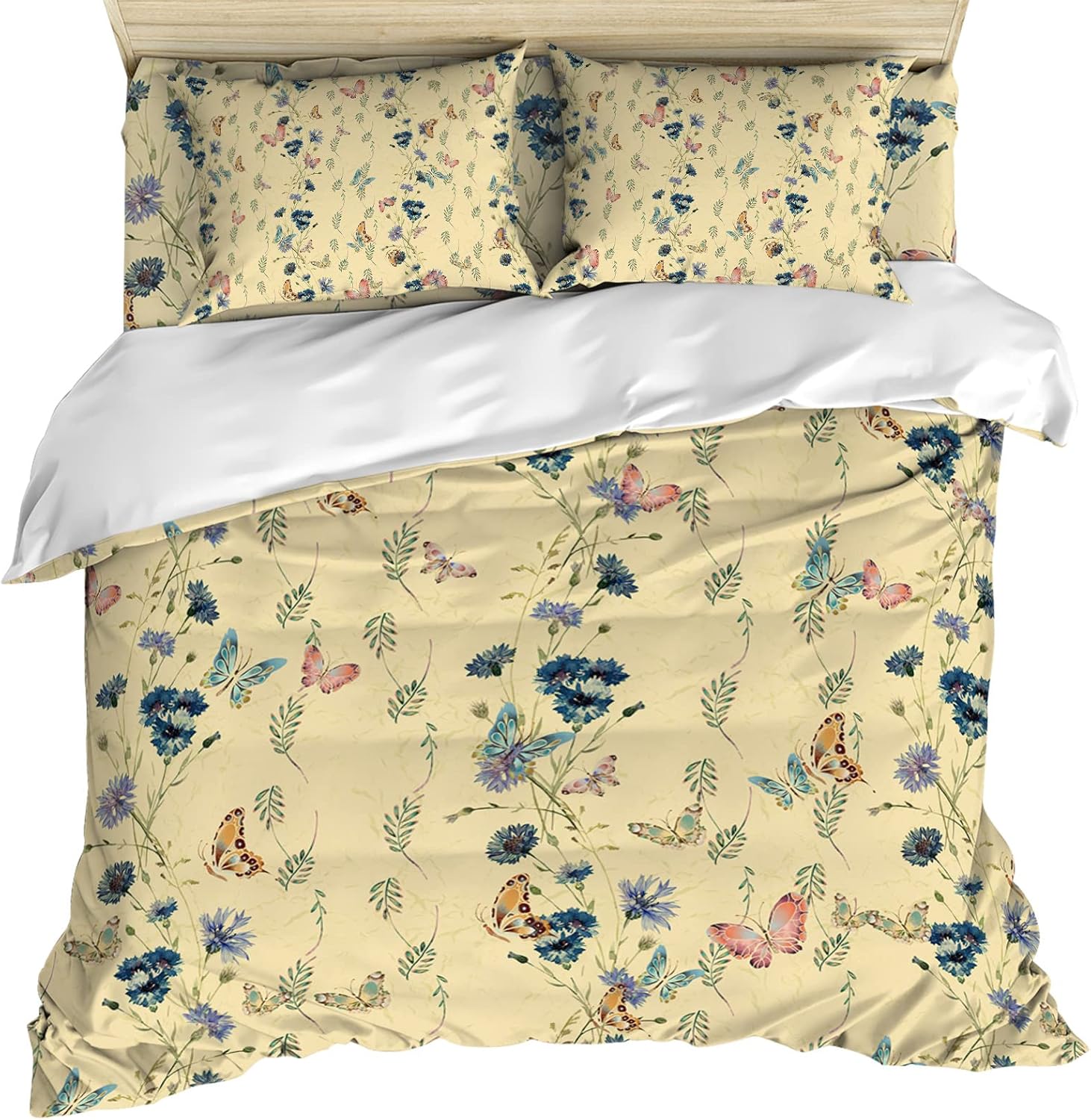 Queen Bedding Covers Set 4 Pieces, Spring Floral Soft