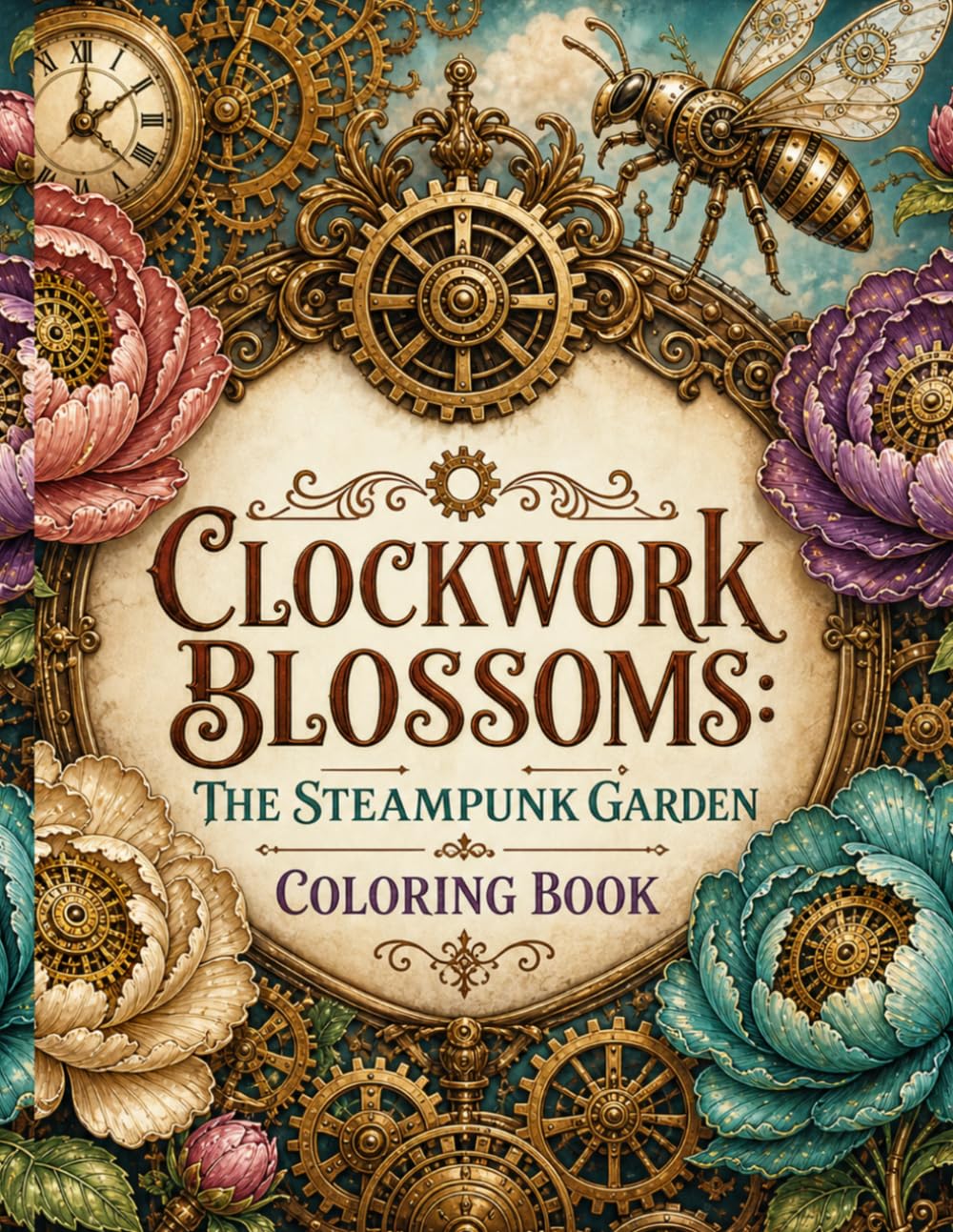 Clockwork Blossoms: The Steampunk Garden Coloring Book (Steampunk Worlds: Gears & Mechanics)