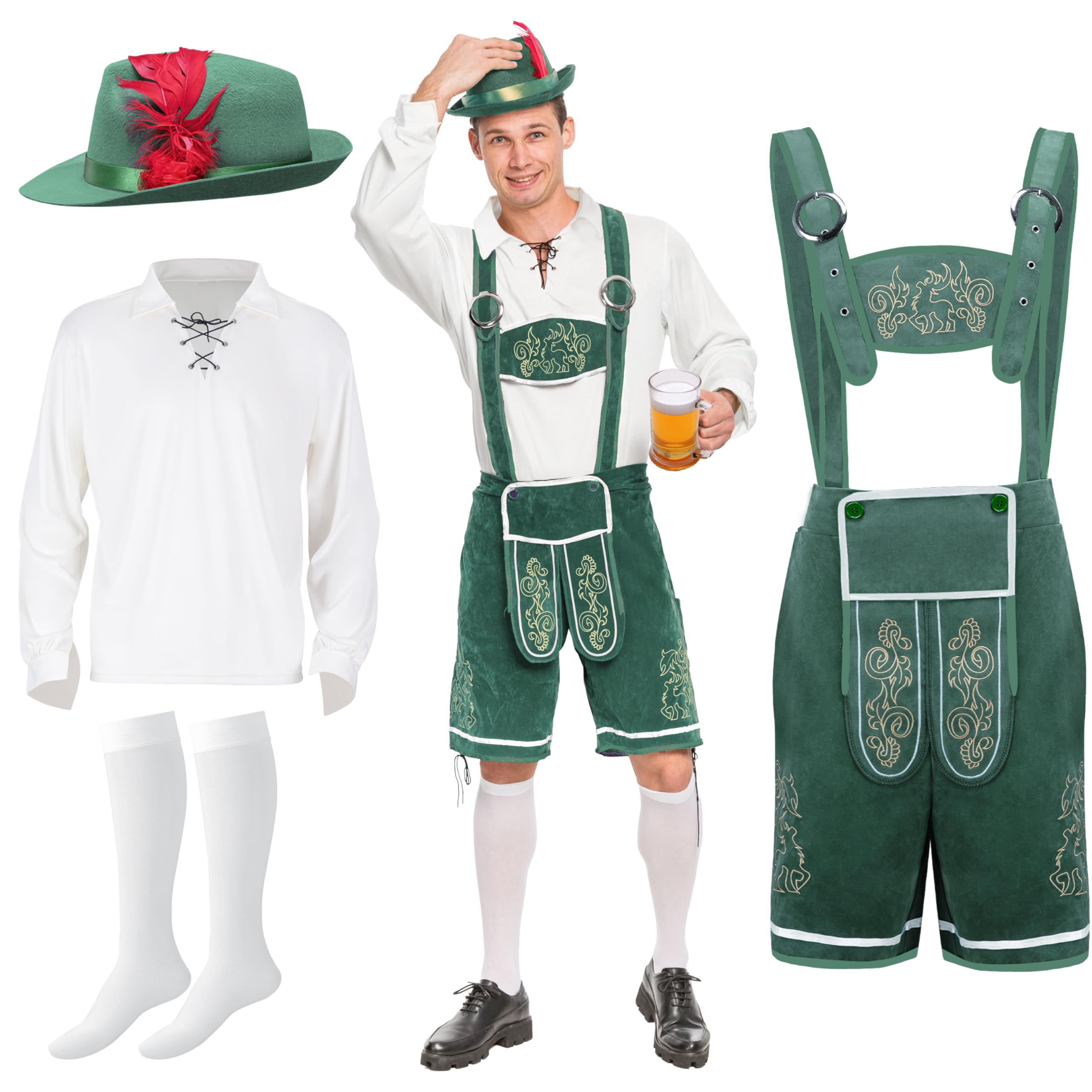 Spooktacular Creations Men’s German Bavarian Oktoberfest Costume Set, Beer Costume Hat for Adults Halloween and Beer Festival