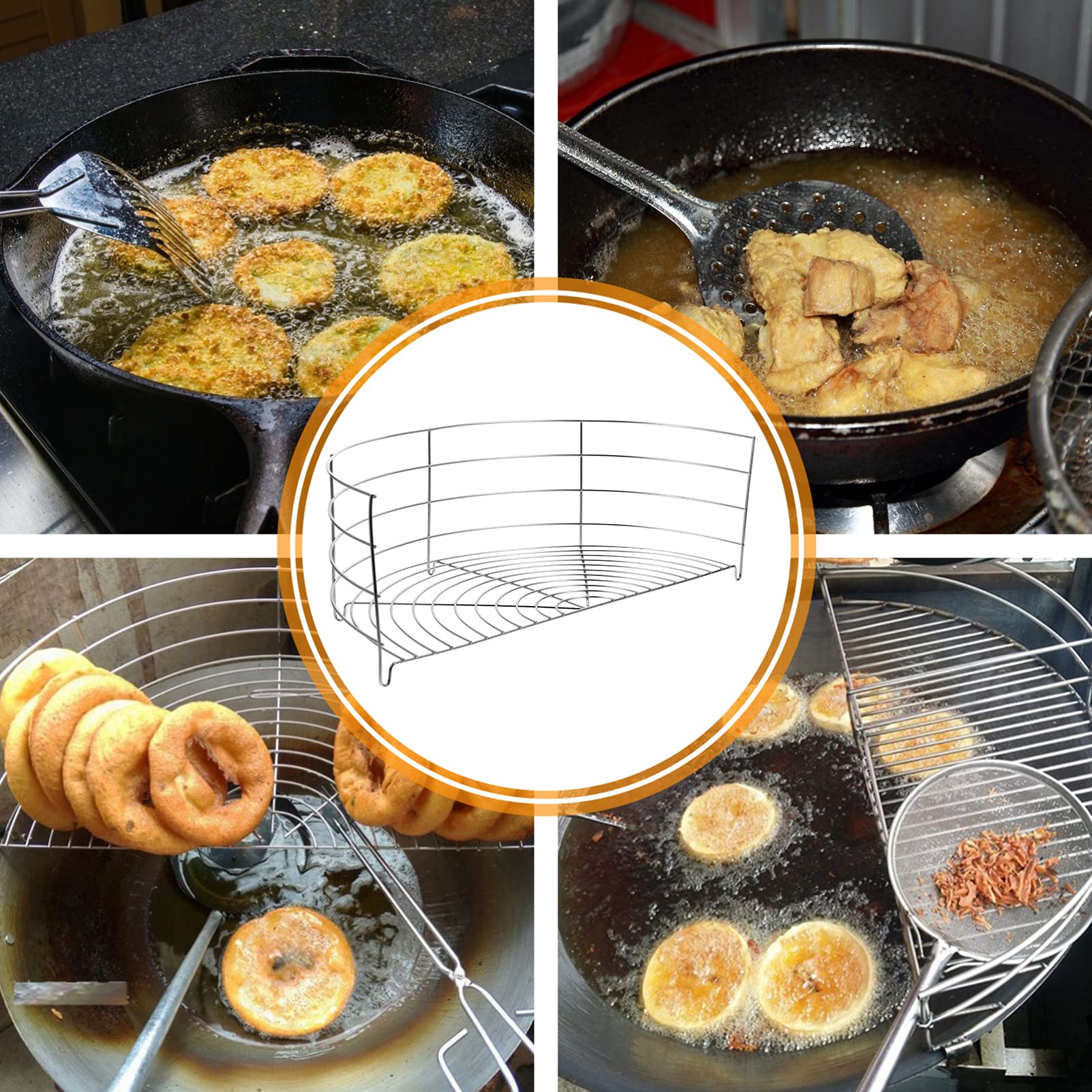 Tempura Rack Snapklik.com : Semi- Circular Oil Drain Rack Stainless Steel Oil Filter ...