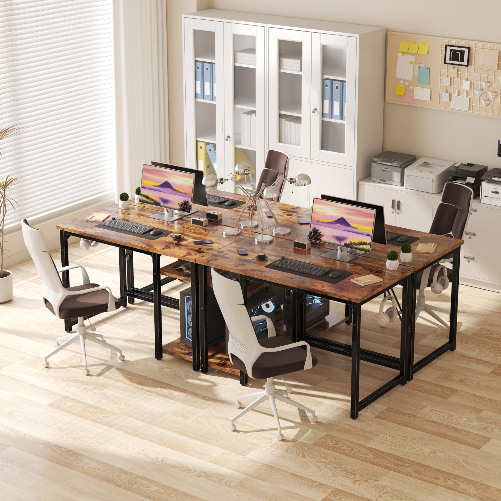 JUMMICO Scrivania 100 x 50 cm, Scrivania per Computer Scrittoio con 2 Ripiani a Sinistra o Destra, Separatore Regolabile, Tavolo da Lavoro Piano di Lavoro, Adatta per l'ufficio o il Soggiorno