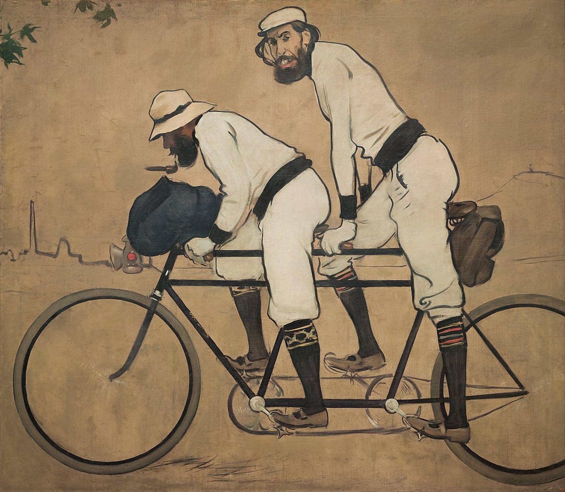 ARTXLXXBN Famous Painting Art Wall Decor Abstract Art Picture Ramon Casas and Pere Romeu on a Tandem by Ramon Casas I Carbo Animal Pictures for Home Decor 60x90cm