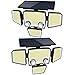 Tuffenough Solar Outdoor Lights with Motion Sensor - 2500LM Bright 4 Heads LED Security Flood Light with 2 Sensors - 3 Modes Solar Powered Detected Wall Lamp Fixtures Waterproof for Outside Yard