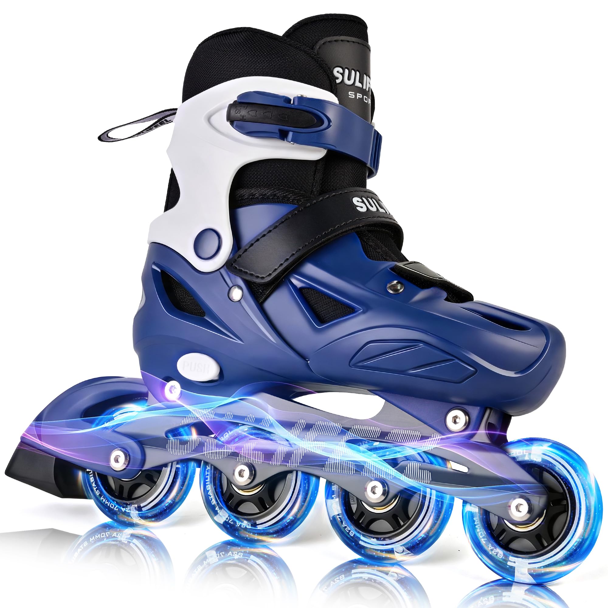SULIFEEL Adjustable Light Up Kids Inline Skates Hard Shell Boys Girls 4-12