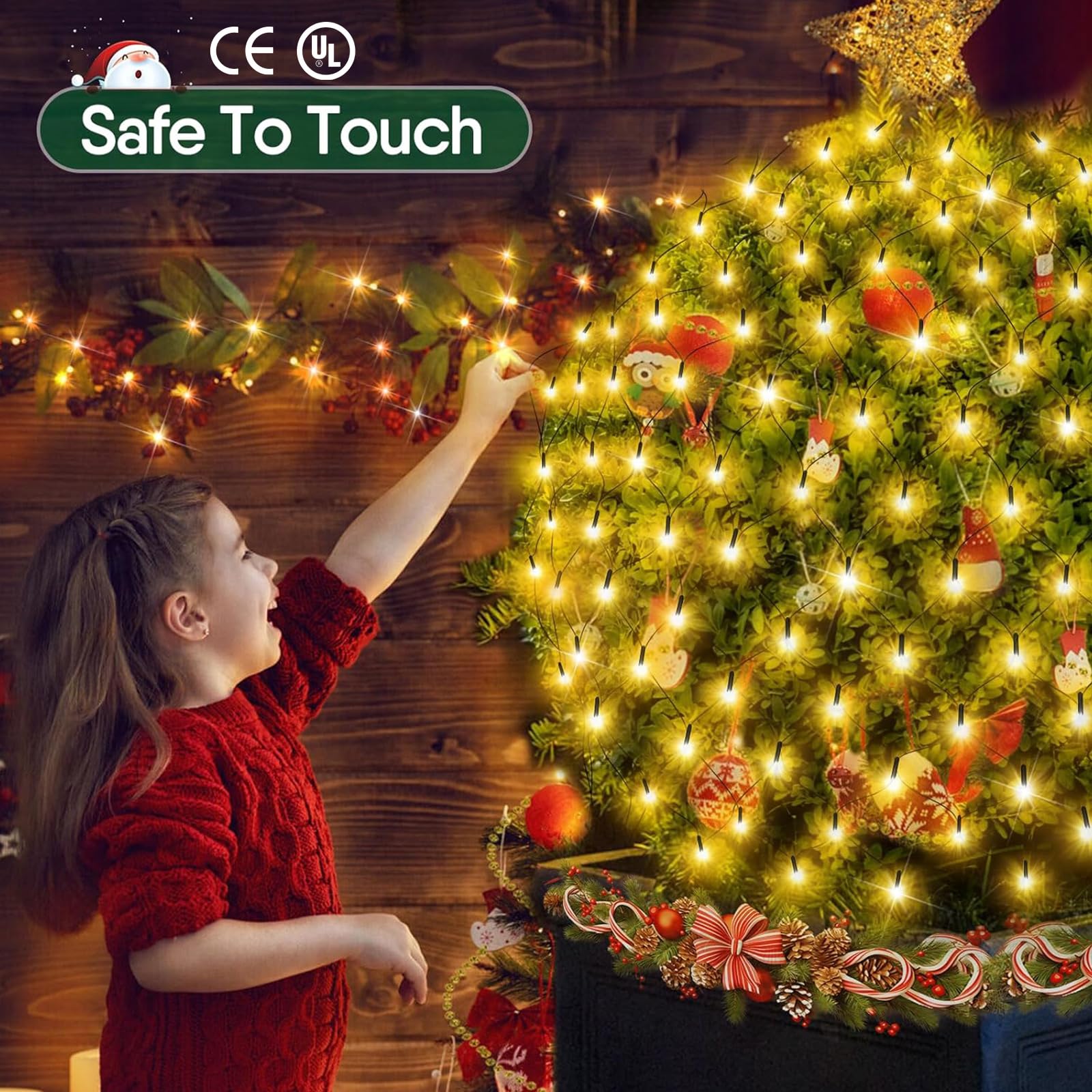 Soontrans LED Lichternetz 6x4m 480 Warmweiße LED, Großflächig Beleuchten, Lichtervorhang Erweiterbar & 8 Modi & Speicherfunktion & IP44 Wasserdicht & mit Trafo, Weihnachtsbeleuchtung für Innen Außen Beleuchtung