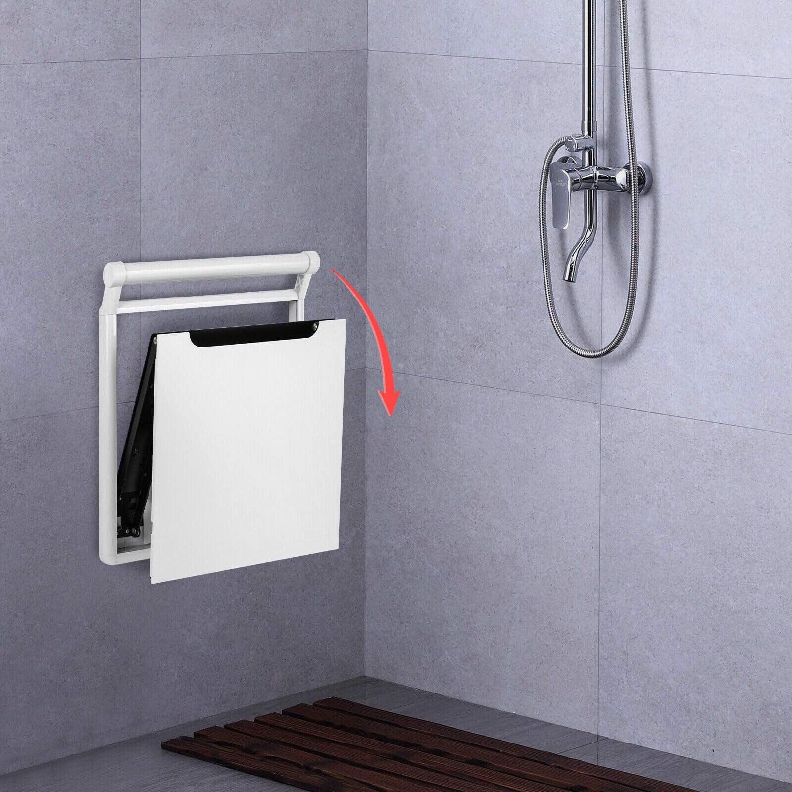 Moderno asiento de ducha plegable montado en la pared, para adultos, embarazadas, niños, ancianos, personas físicas, hasta 150 kg