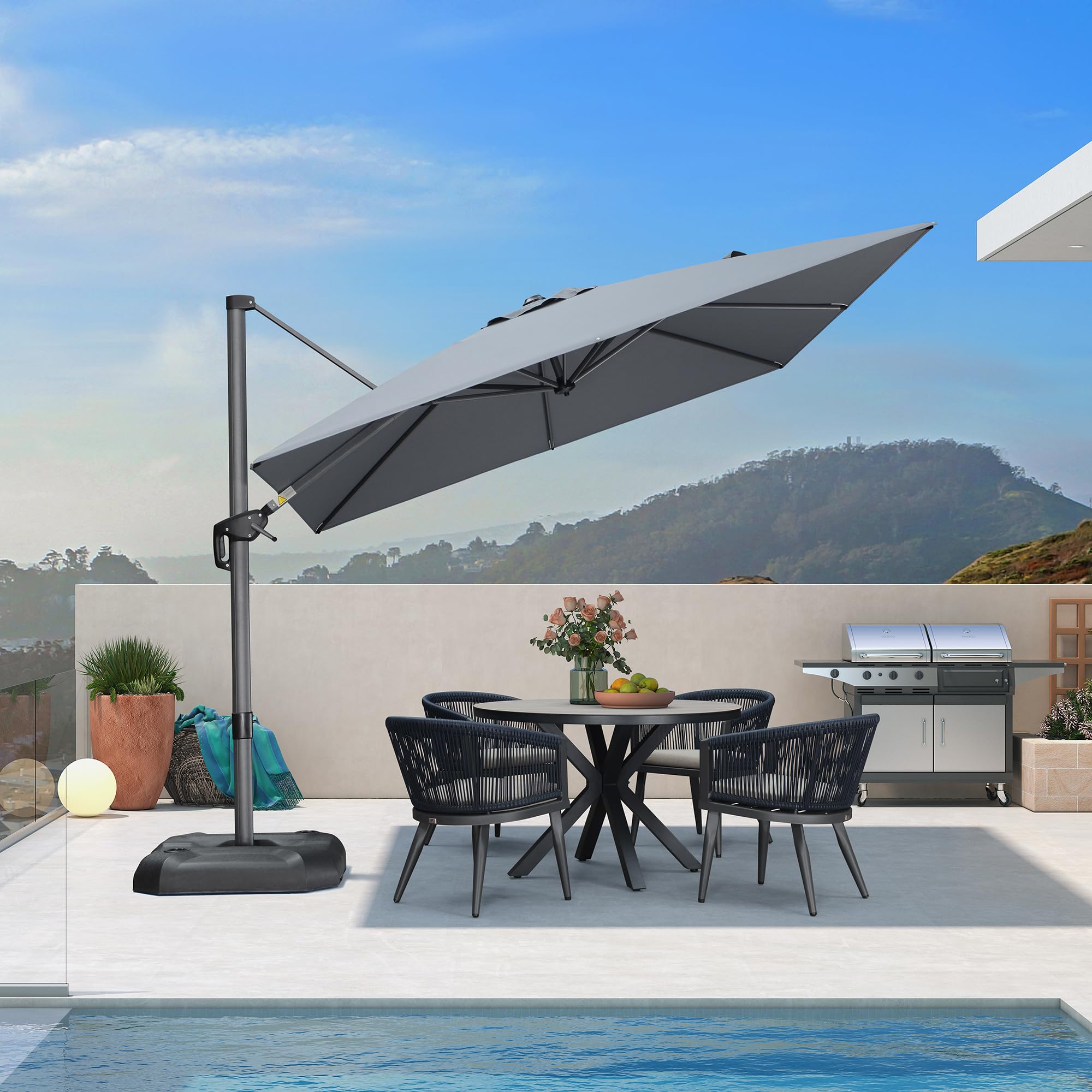9 purple patio umbrella Amazon.com : PURPLE LEAF 9 Feet Patio Umbrella Outdoor Cantilever Square  Umbrella Aluminum Offset Umbrella with 360-degree Rotation for Garden Deck  Pool Patio, Light Grey : Patio, Lawn & Garden