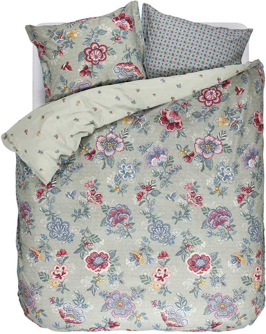 PIP Studio Berry Bird Duvet Set, Green, Double UK Specification 200x200+50x75