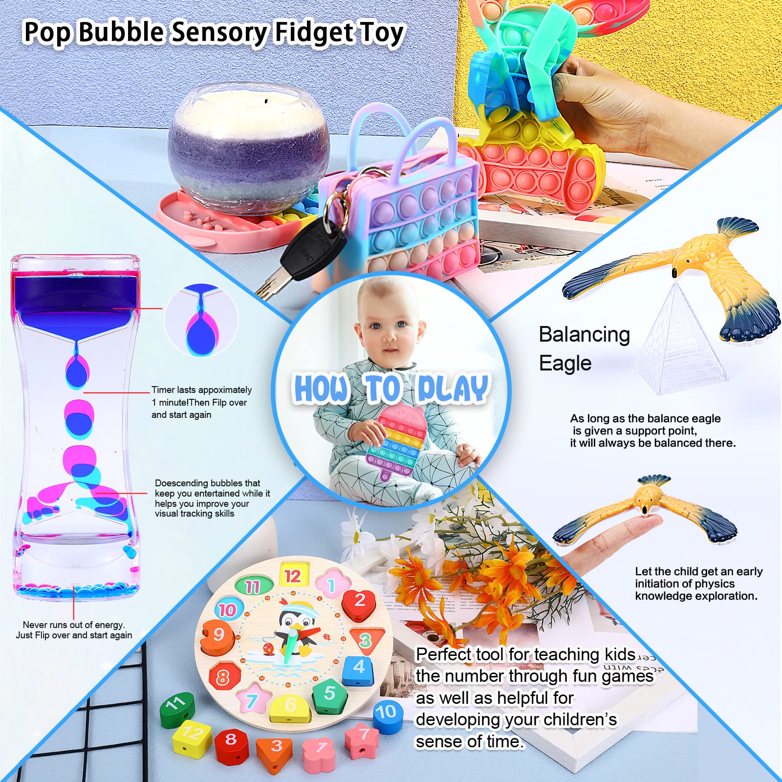 Navona 150Pcs Fidget Toys Pack , Push Pop Bubble Fidgets Toy Pack