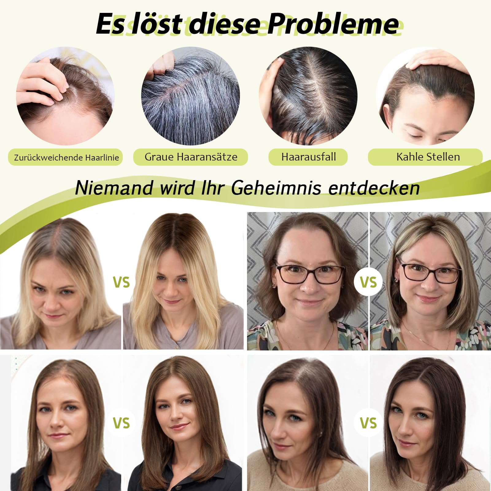Haar Topper aus echtem Menschenhaar für Frauen mit dünner werdendem Haar 3 × 4,5zoll verbesserte Schweizer Spitzenbasis Perücken-Topper für Frauen (Natural Black)