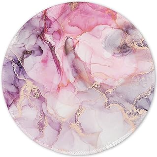 ITNRSIIET [20% Larger Mouse Pad with Stitched Edge, Premium-Textured Mouse Mat Waterproof Non-Slip Rubber Base Round Mousepad for Office Gaming PC Laptop 8.7×8.7 inches, Pink Abstract Marble