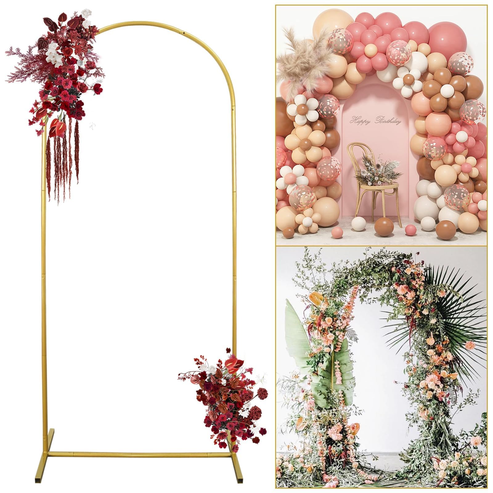 1,8 m Hochzeitsbogen Metall Ballonbogen Ständer für Party Deko | Hochzeit Bogen Hintergrund Rahmen für Hochzeit, Geburtstag, Graduierung, Jahrestag Studio Hintergrund Dekoration (0,8x1,8m)