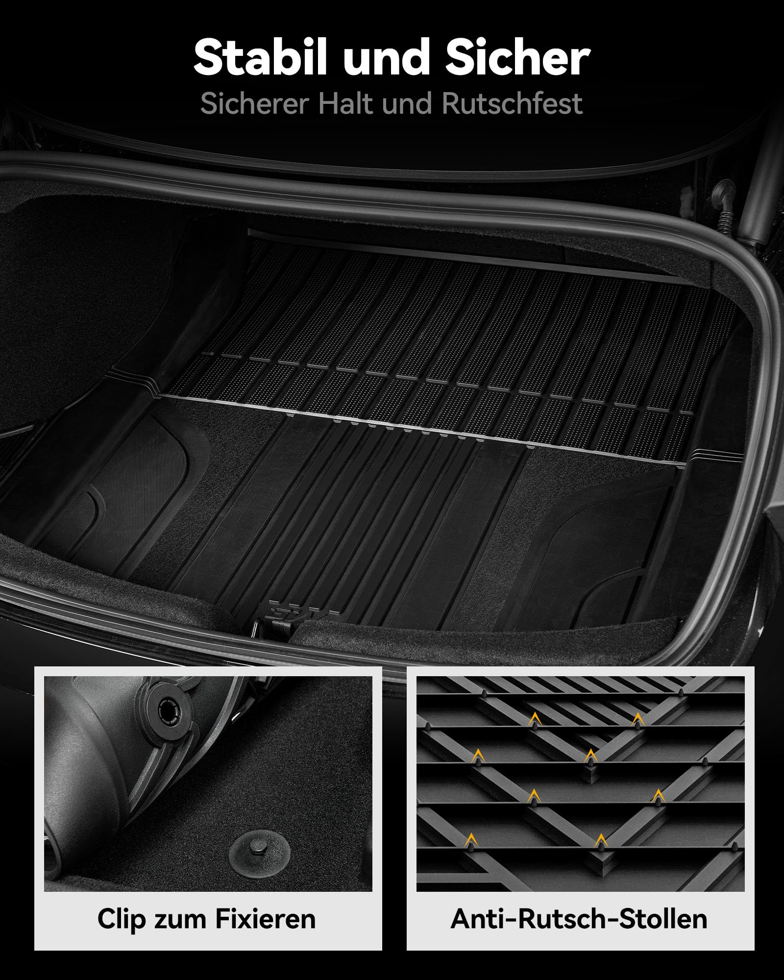3W Fußmatten mit Metallpedal und Kofferraumwannen 8-teilige für Tesla Model 3 Highland 2024-2026,Thorex™ Allwetter Wasserdicht Fussmatten und Kofferraum Matte Autofußmatten Zubehör Antirutschmatten