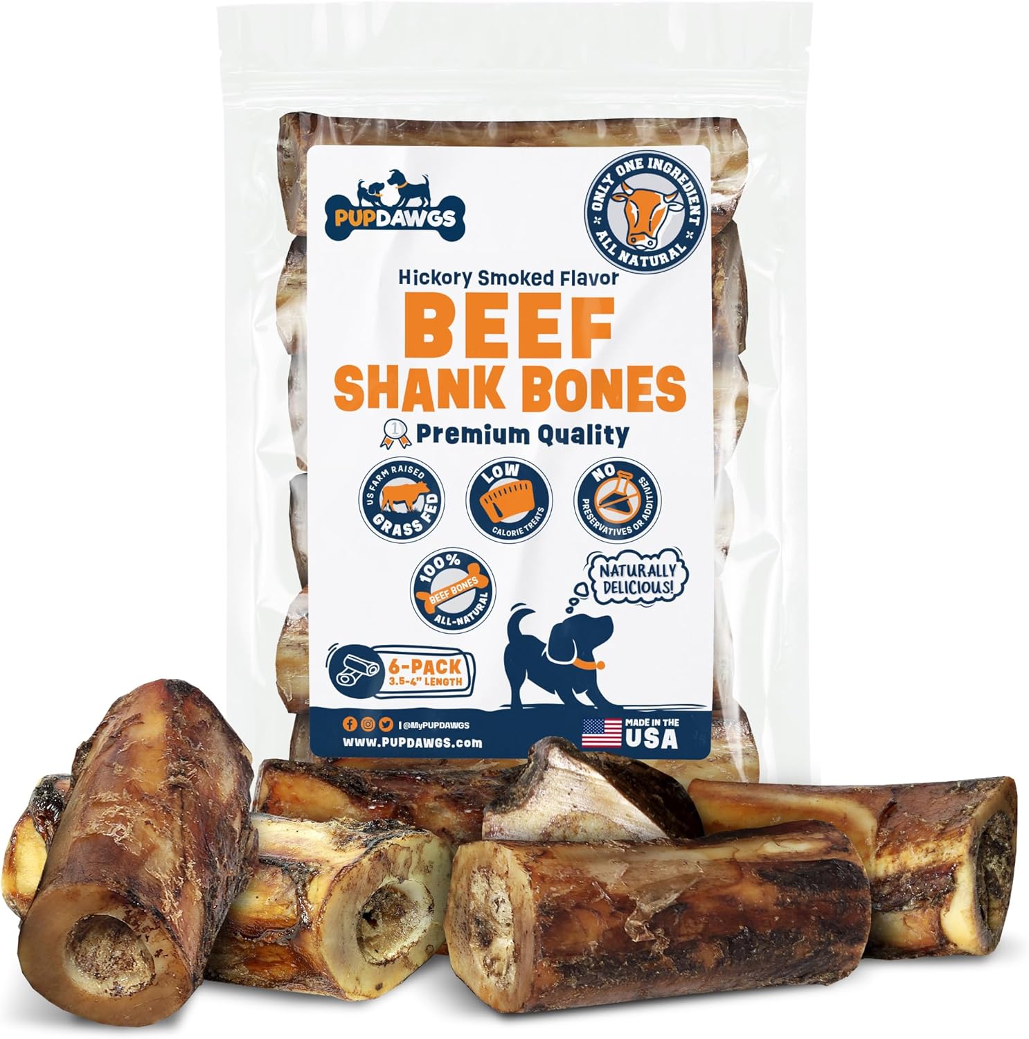 PUPDAWGS Single Ingredient Dog Bones Made in USA Beef