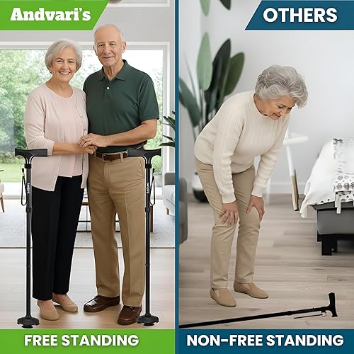 Miniatura 6 de Walking Cane for Men & Women – Foldable, Adjustable, Self-Standing Cane with 360° Pivot Base, Comfortable Grip, Heavy Duty Canes for Women,