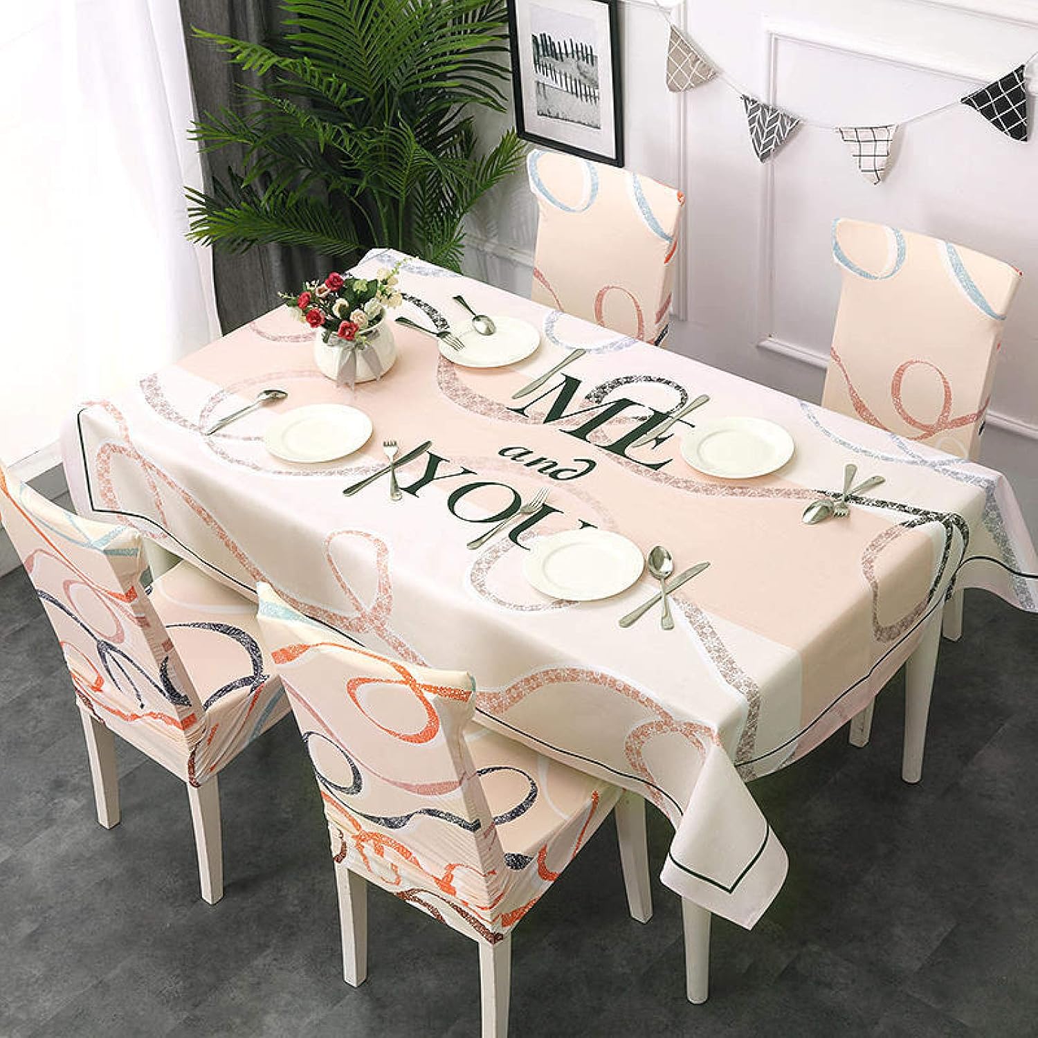 家庭用コットンリネンテーブルクロス防水、滑り止め、防塵ダイニングテーブルカバー、キッチンダイニングテーブルパーティーコーヒーテーブル