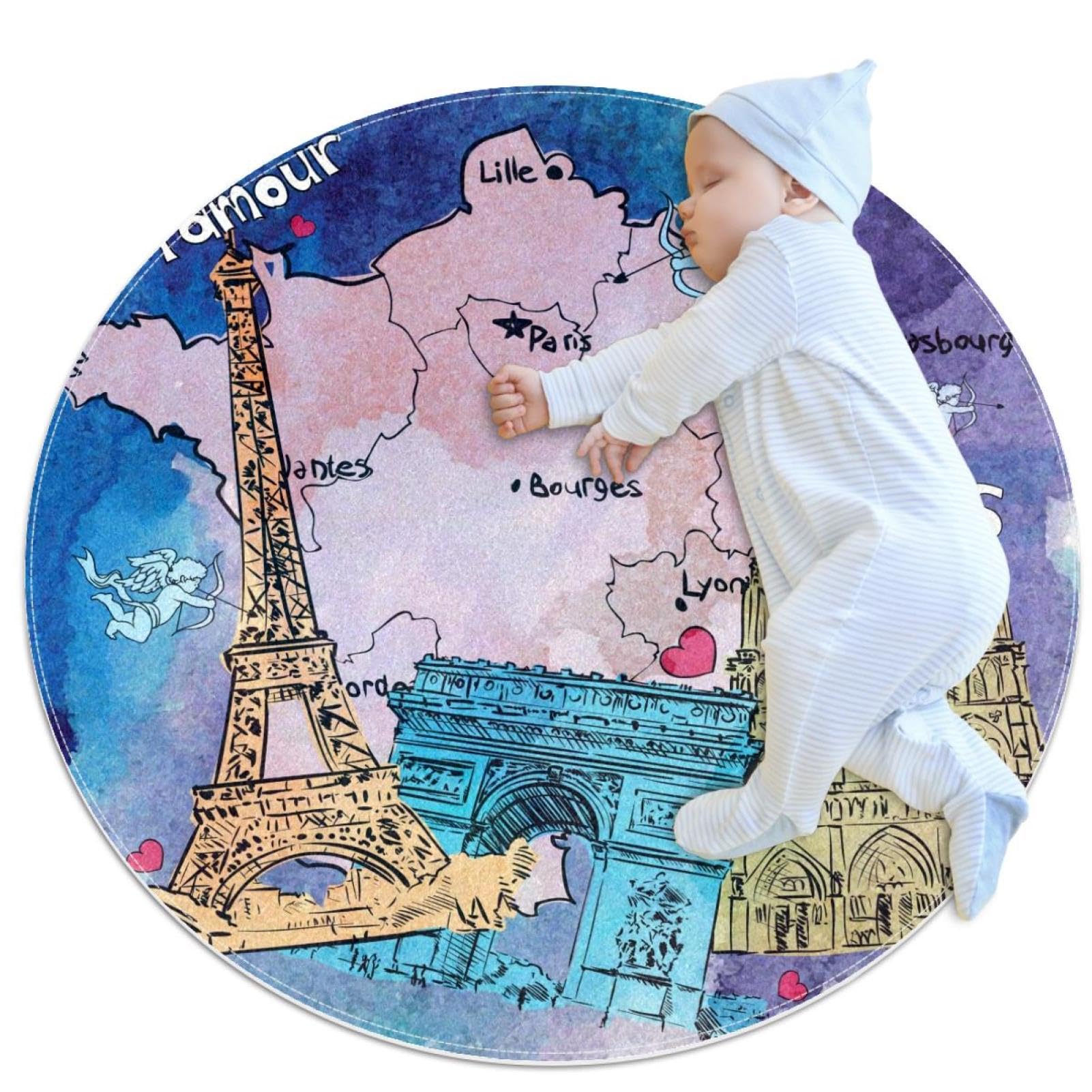 Tapis de sol carte de France aquarelle pour chambre d'enfant et décoration de salon