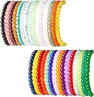 SROBENZ 30PCS 6mm Crystal Beaded Stretch Bracelets Set - Healing Glass Round Beads Elastic Jewelry for Women Men Multi-Color