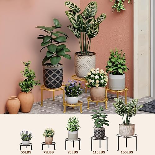 Miniatura 3 de Paquete de 5 soportes de metal para plantas para el hogar, soporte de flores para múltiples exhibiciones, soporte para macetas para interiores y