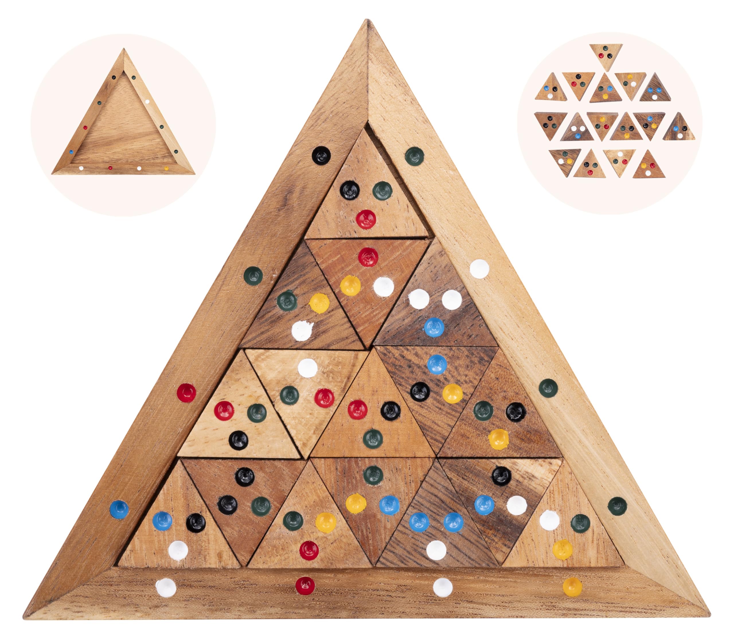 Engelhart - 350480 - Tri Match - Wooden Color Match Puzzle - 16 Wooden Pieces - Eco-Friendly Thinking Game - 1 Player - Ages 10 and Up