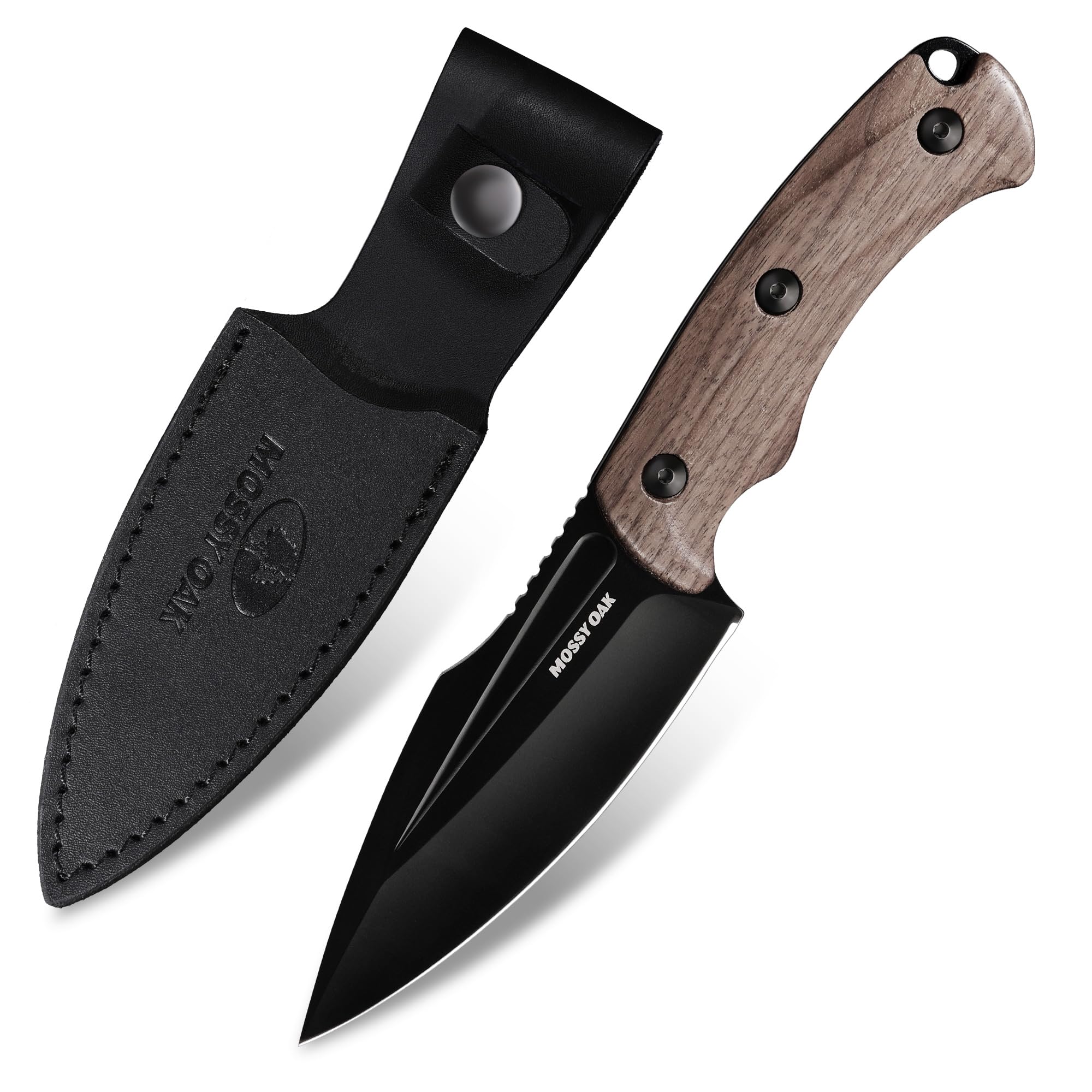 Mossy Oak 8.5-inch Full-tang Fixed Blade Knife with Sheath, Stainless Steel Blade, Outdoor Knives for Survival, Camping, Hiking (G10 Handle-Brown)