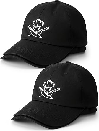 4 Pack Chef Caps for Men Adjustable Baseball Cap Black Funny Kitchen Hats Bulk Dad Hat Chef Accessories
