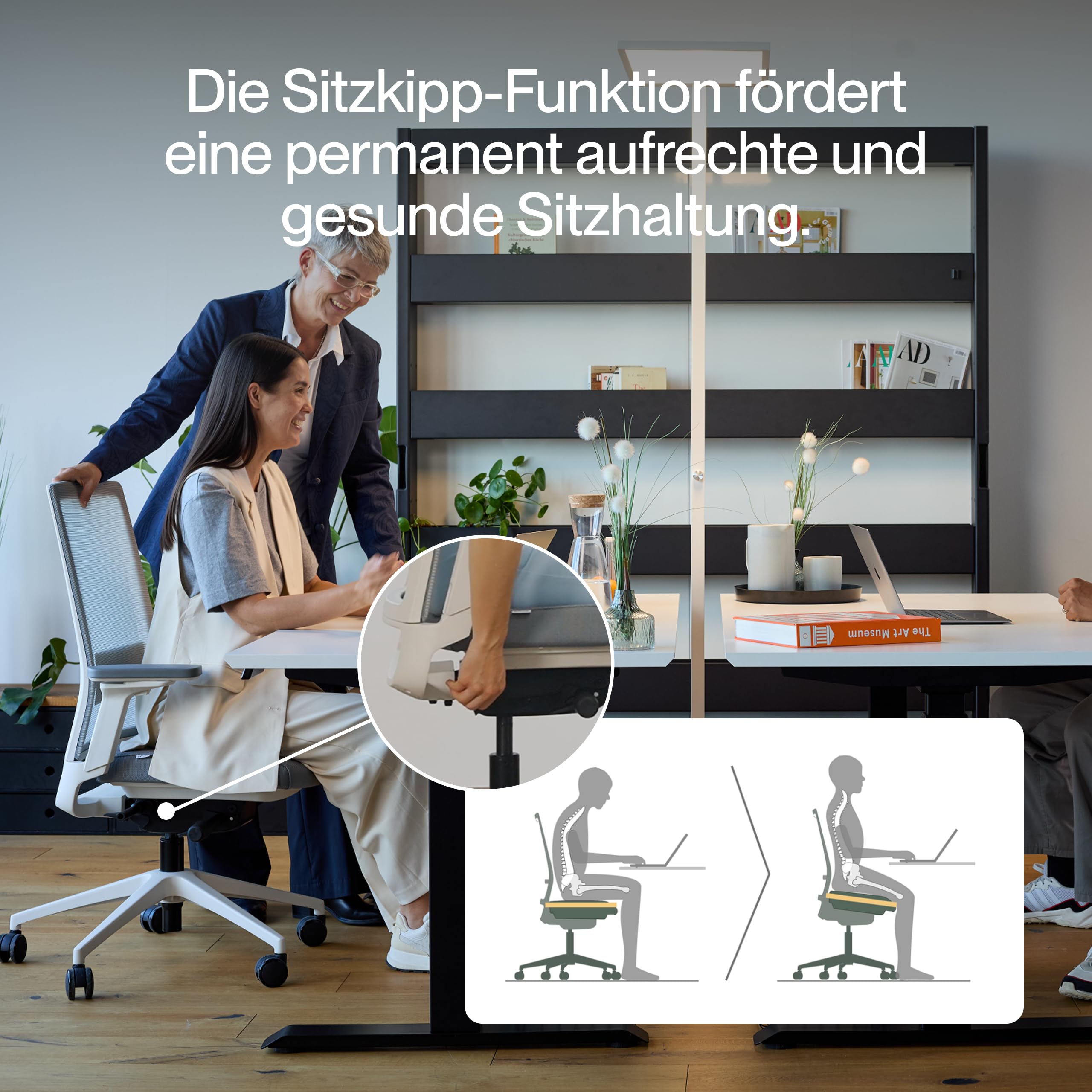 Active Bürostuhl Mattschwarz TESTSIEGER | Ergonomischer Schreibtischstuhl mit Sitzkippfunktion & adaptiver Lordosenstütze | Vollständig anpassbarer Office Chair für top Sitzposition | Drehstuhl