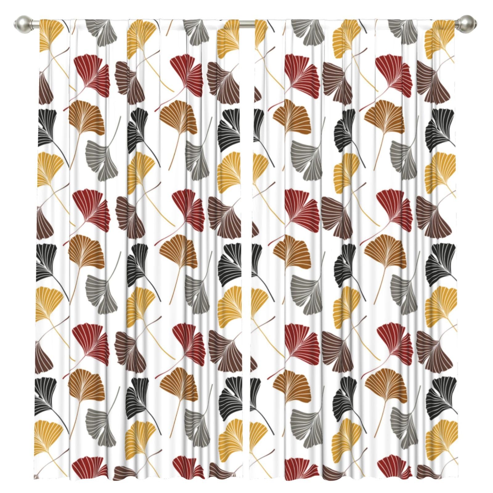 InOmak Ginkgo Leaves, 2 Panels Window Curtains 52 x 84 Inch Blackout Curtains for Living Room Bedroom