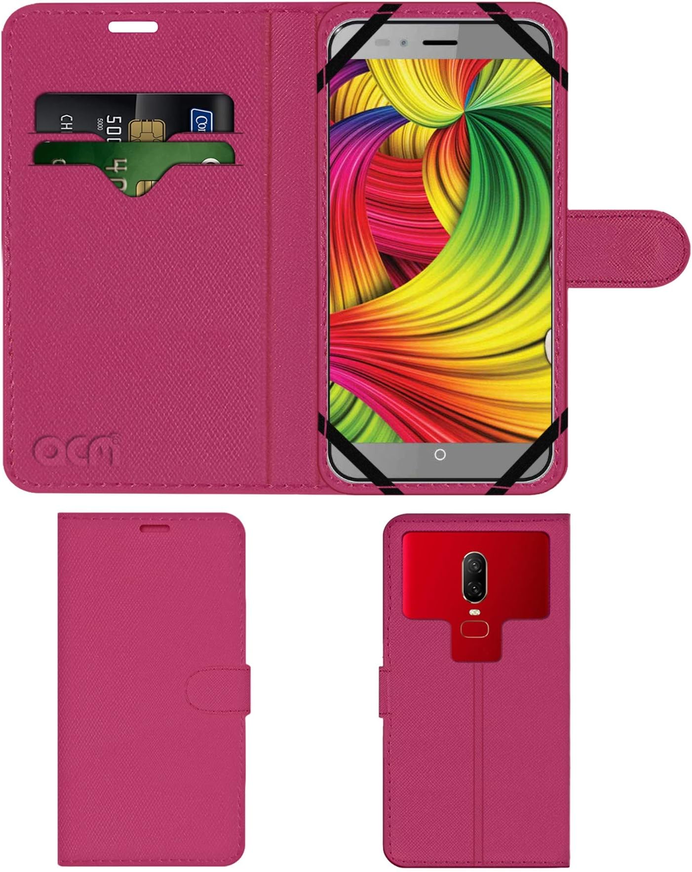ACM Strap Leather Flip Case Compatible with Intex Cloud Swift 4g Mobile Front & Back Cover Pink