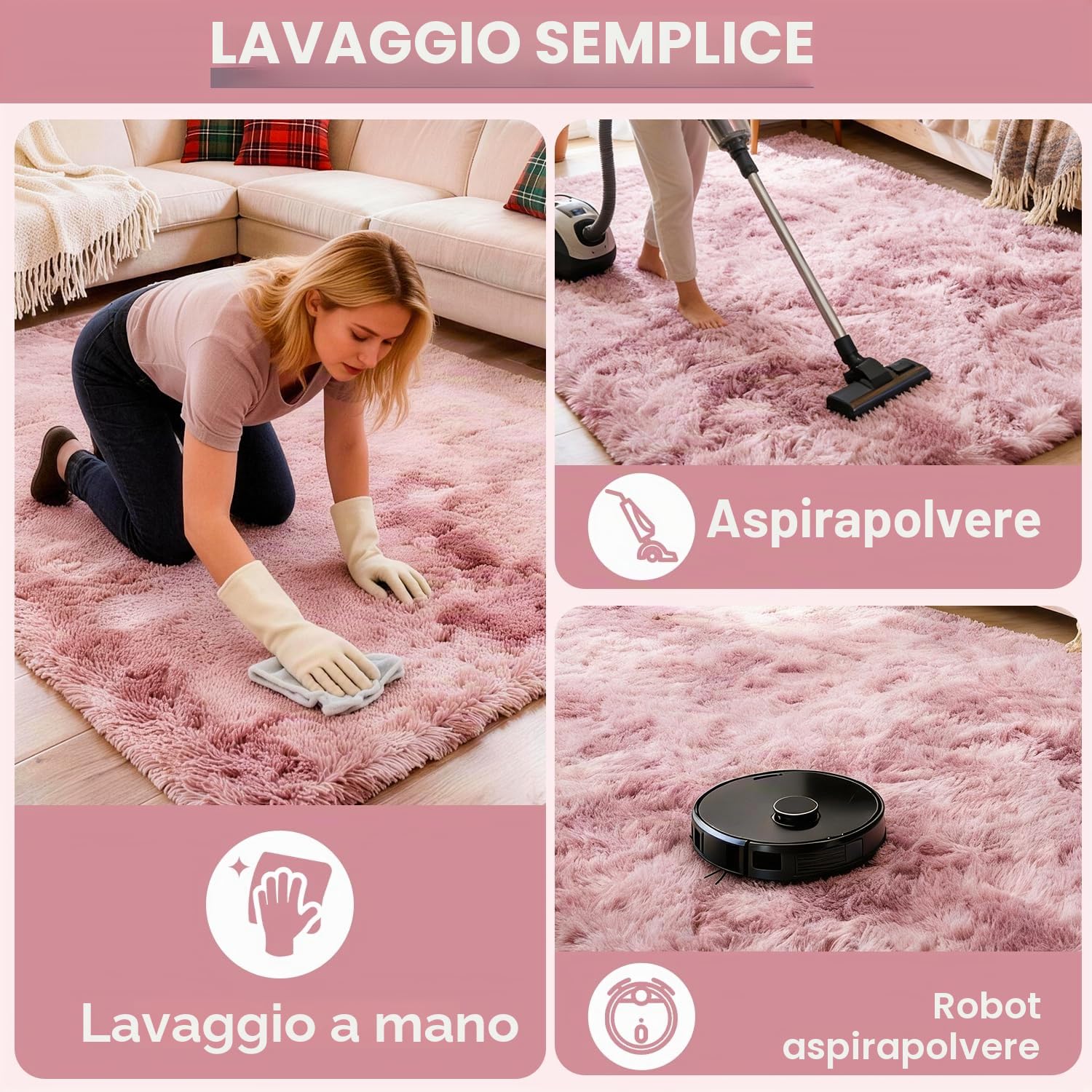 Tappeto Peloso Soggiorno Tappeti per Grandi Dimensioni Salotto Moderno cameretta Bimba tappeti,Tappeto morbido e Antiscivolo soffice per la camera da letto(viola rosa,200 x 300 cm)