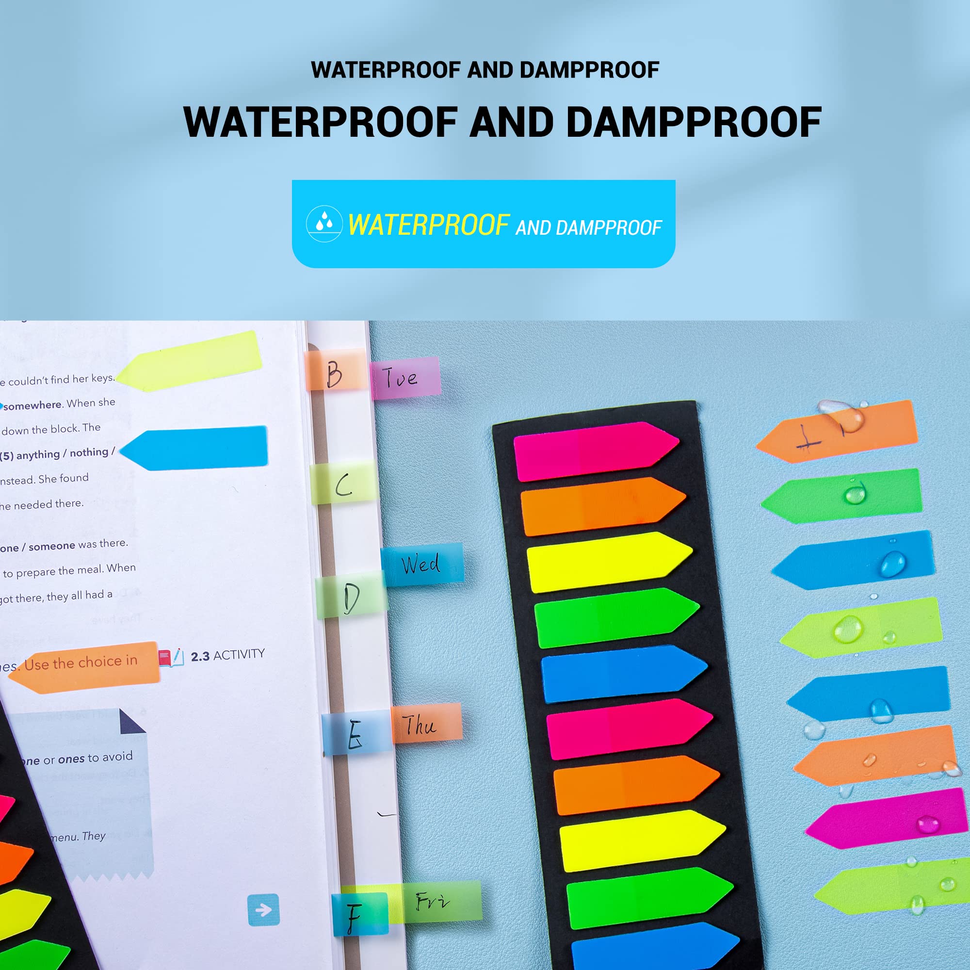 2400 Page Markers & Index Tabs – 12 Pack Fluorescent Sticker Note Flags, Translucent & Repositionable - View #6
