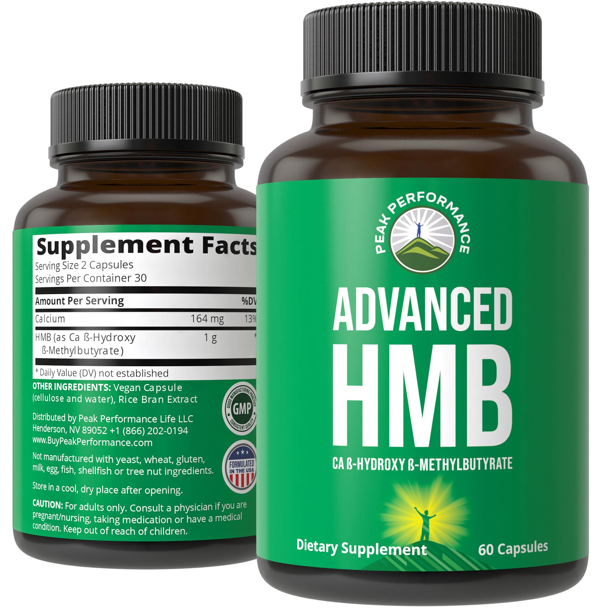 Peak Performance Advanced HMB Supplement. 1000mg of Pure HMB Per Serving