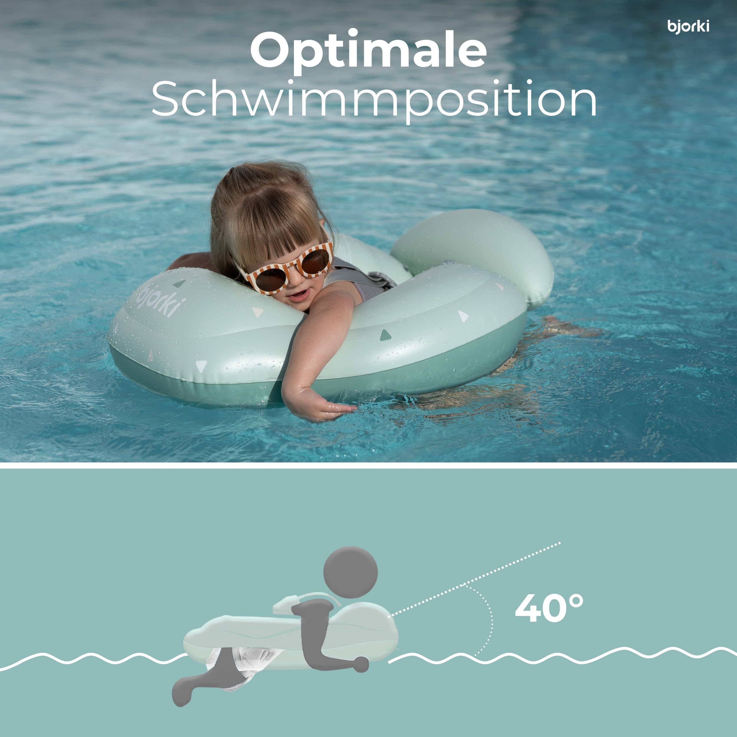BJORKI® Schwimmring Baby – Stabil & sicher auf dem Wasser – Mitwachsender Schwimmreifen ab 6 Monate bis 3 Jahre – 40° Schwimmlage für natürliche Bewegungen – Robuste Schwimmhilfe Baby