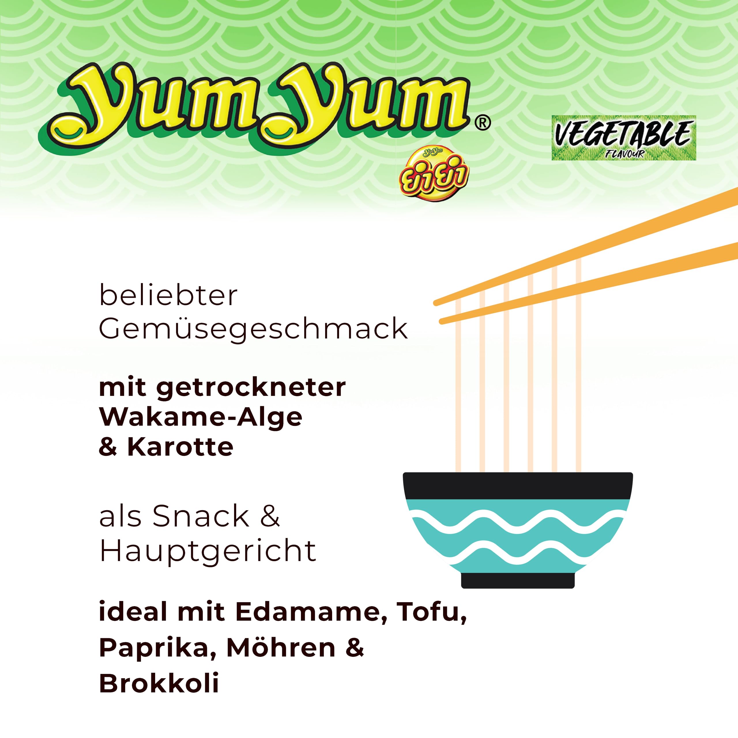YumYum Vegetable Flavour Cup 12x 70g Asiatische Instant Nudeln im Becher | Asiatische Nudeln, 12er Pack, Becher-Format, Instant-Zubereitung