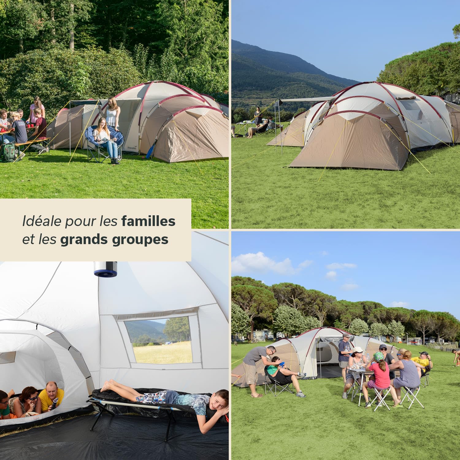 Skandika Tente dôme Korsika/Turin pour 9-12 Personnes | Grande Tente de Camping, 3 cabines, avec/sans Sleeper Technology, Hauteur 200 cm, Colonne d'eau 5000 mm | Outdoor