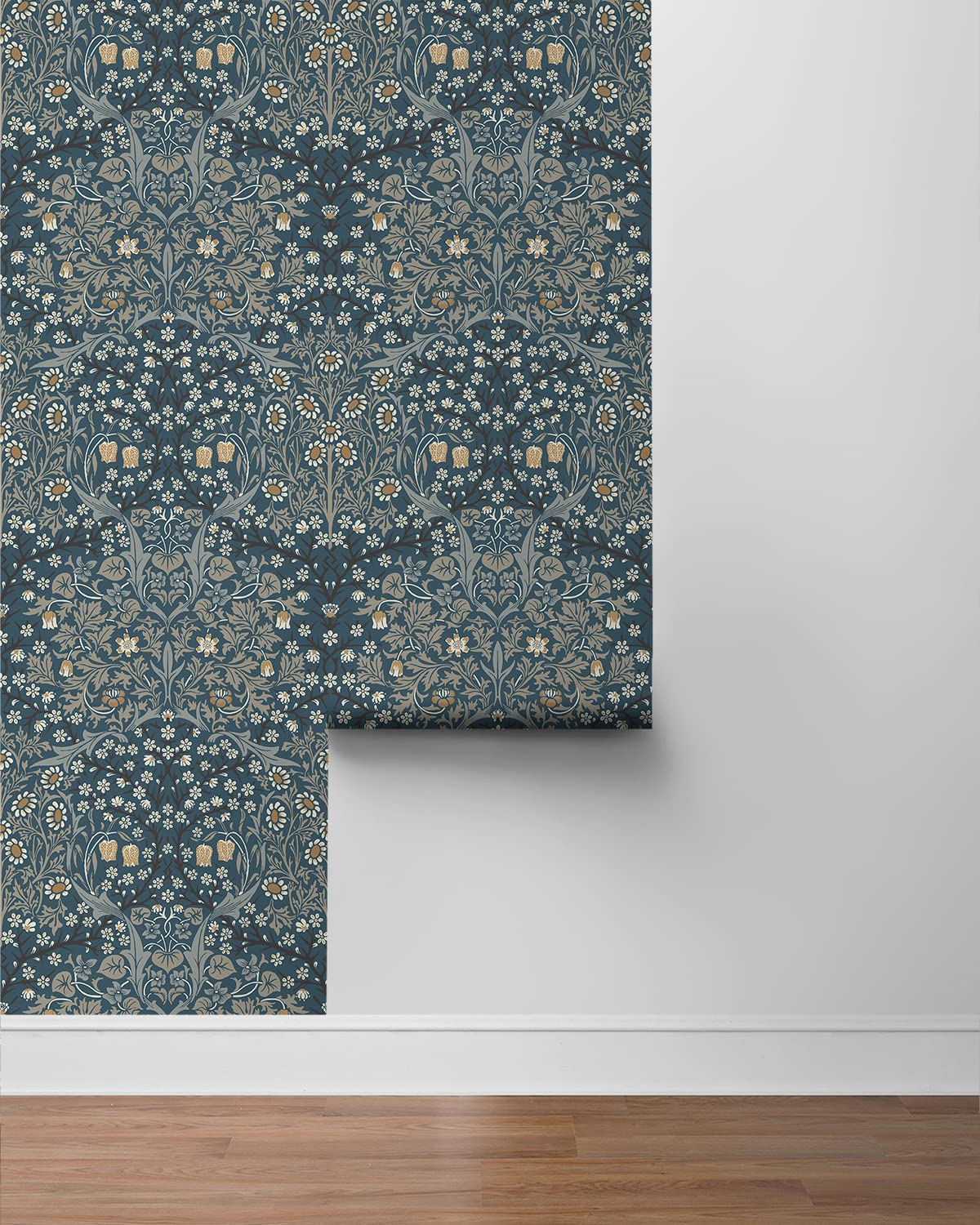 NextWall Victorian Garden Floral Peel and Stick Wallpaper (Aegean